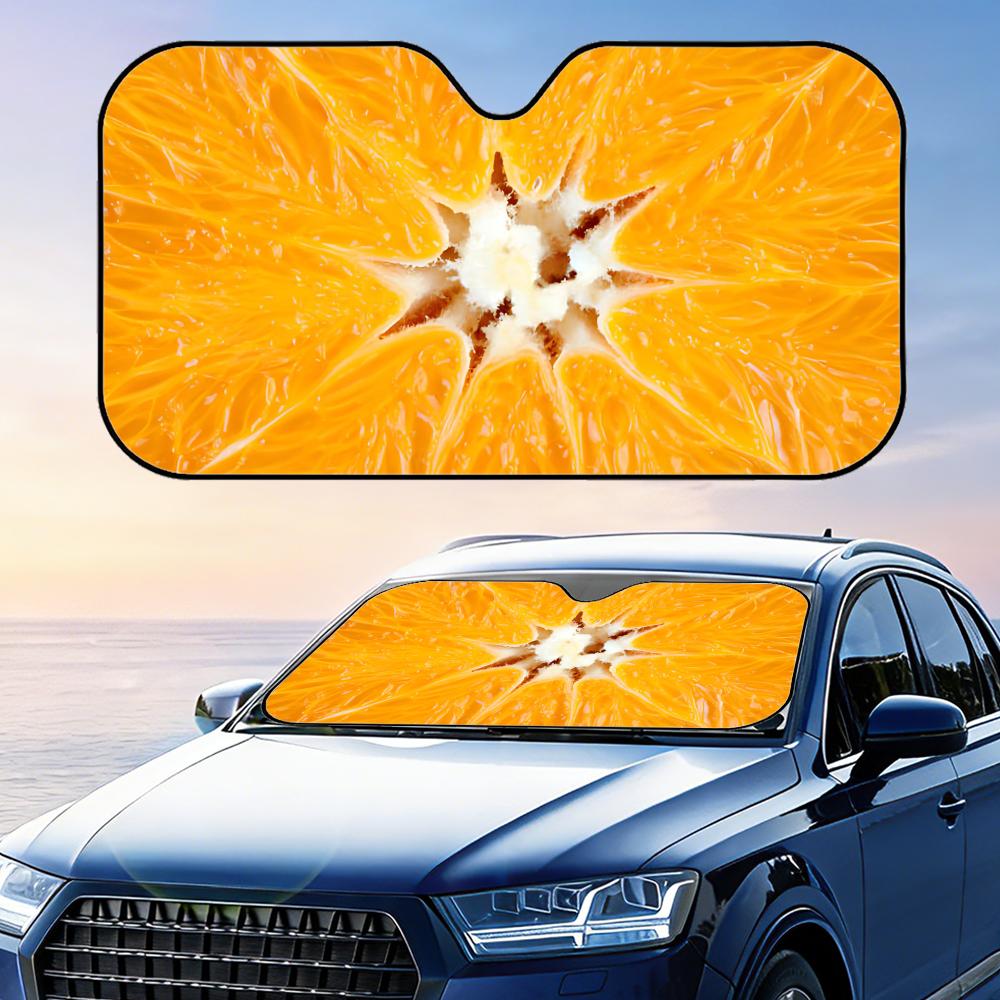 Orange Creative Sun Visor Reusable Aluminum Foil Windshield UV Protection Heat Insulation Cover Foldable Sun Visor Shade
