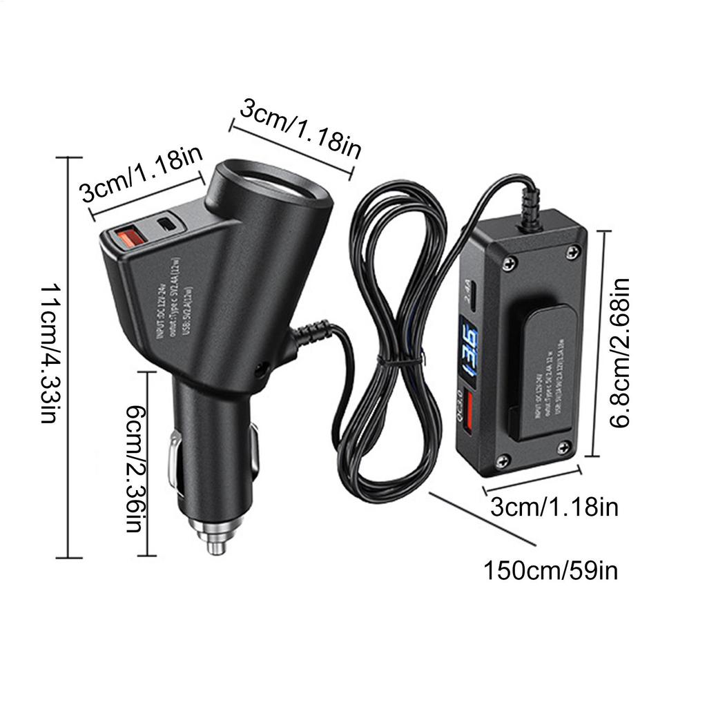 Многофункциональное портативное USB-автомобильное зарядное устройство QC3.0 PD для автомобильных телефонов, грузовиков, фургонов, седанов, смартфонов