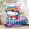 1pc Hello Kitty Rainbow Heart and Nebula Flannel Blanket - Home textile for all seasons, soft and cozy, machine washable, a gift for everyon