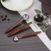 Measuring Spoon Walnut Wood Long Handle Coffee Spoons Household Wooden Handle Stainless Steel Coffee Scoop Tablespoon Cafe Tools