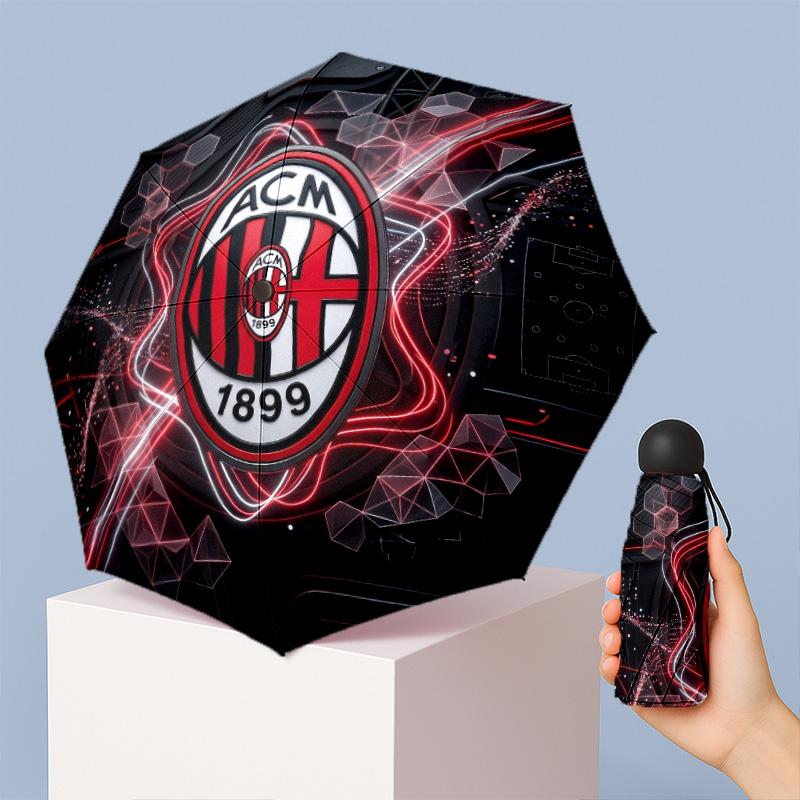AC Milan Рисунок Печатный Мини 5 Сложений 8 Спиц Компактный Зонт Ветрозащитный Водонепроницаемый Легкий Портативный Складной