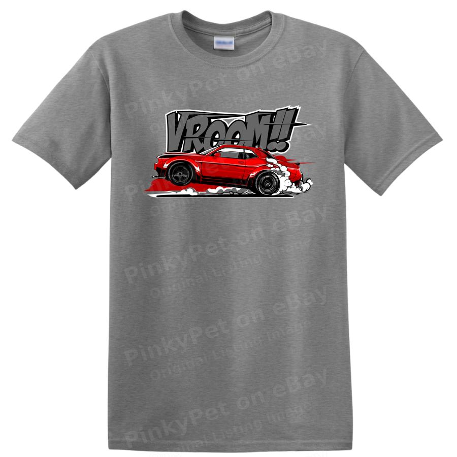 Vroom Car Graphic T Shirt Cool Racing Drifting Auto Lover Tee Stylish Design