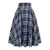 Women Midi Skirt Plaid Print High Waist A-Line Skirt Large Hem Design Slimming Effect Autumn Winter Skirt