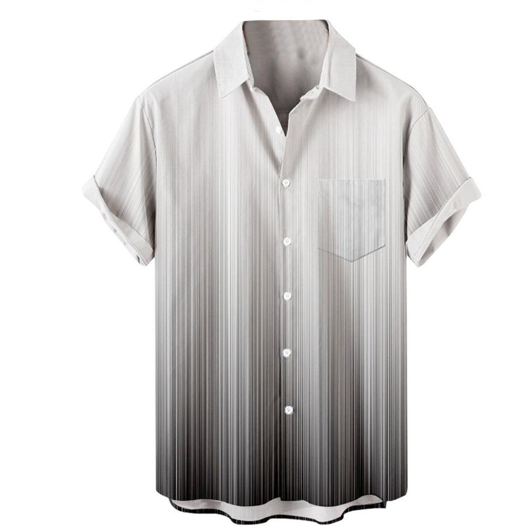 Мужская повседневная пляжная праздничная одежда с отворотом и градиентом, мужская модная рубашка