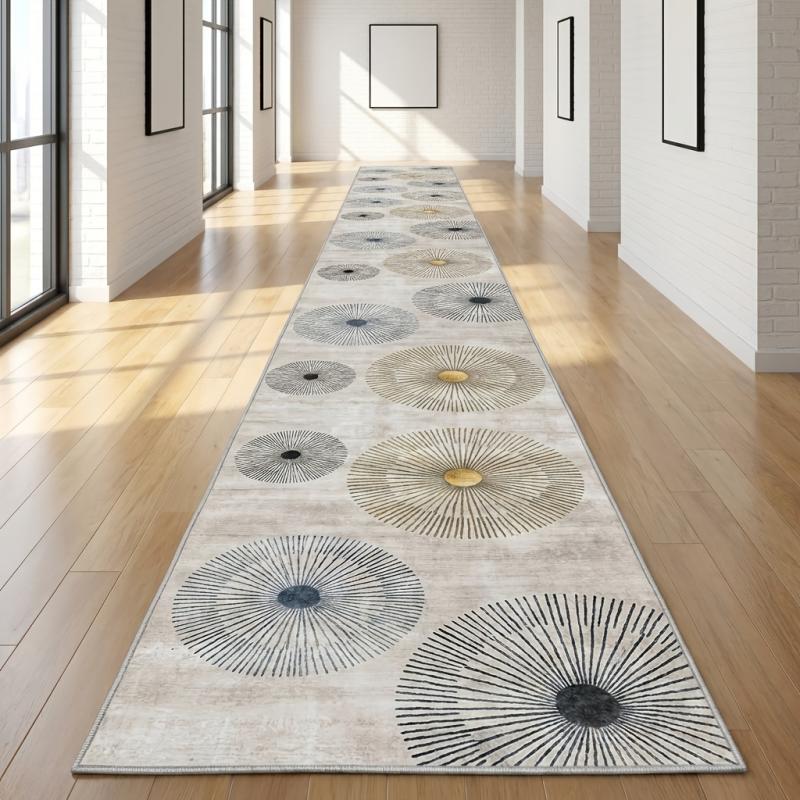 Contemporary Wood Tone Spliced Square Runner Rug Durable Thin Anti Slip Long Mat for Hallway Bedroom Nordic Home Decor