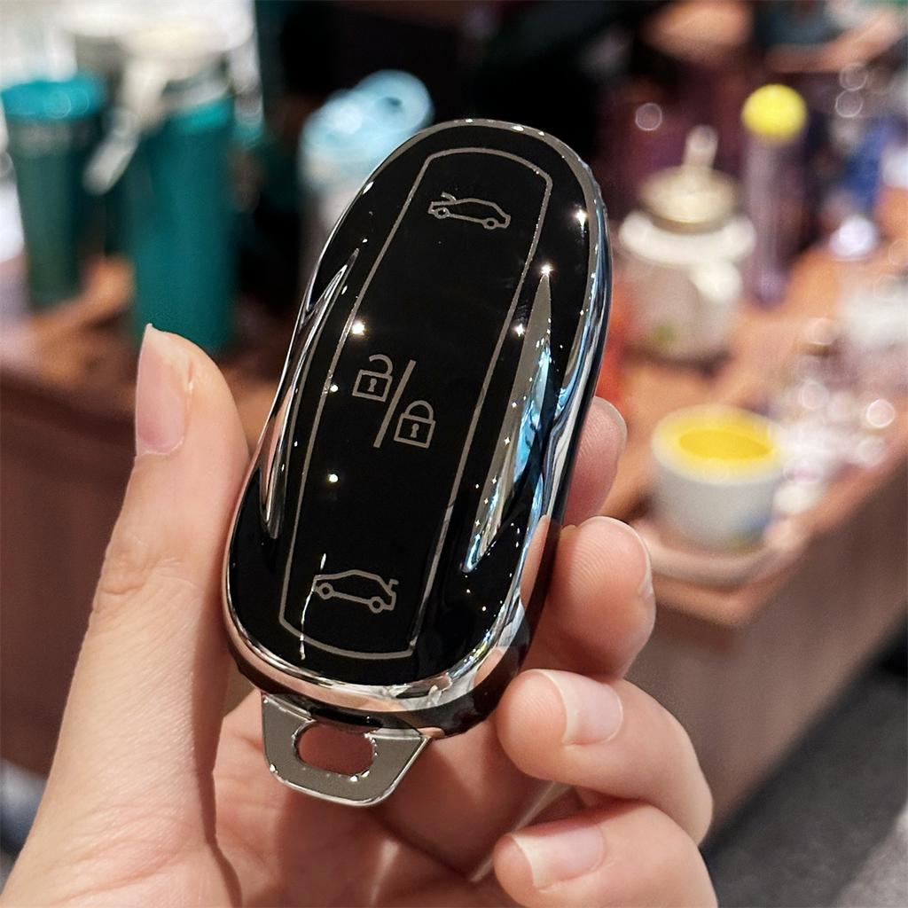 Key Fob Cover with Keyring Car Keychain for Tesla Model S Model 3 Model Y Model X Remote Smart Key Protector
