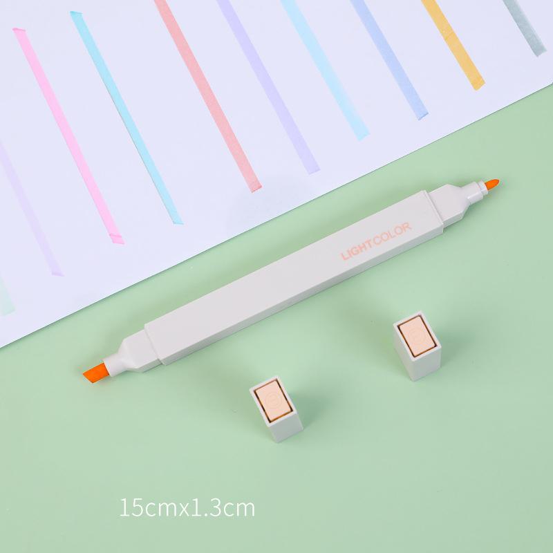 6pcs Super Soft Double Head Highlighter Pens Set Brush Tip Light Color Marker Spot Liner for Drawing Painting Art School