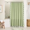 Фестончатая шторка для душа Сверхпрочная водонепроницаемая шторка с 12 крючками Стираемая толстая тканевая шторка для душа с черной каймой для ванной комнаты, отеля, ванны