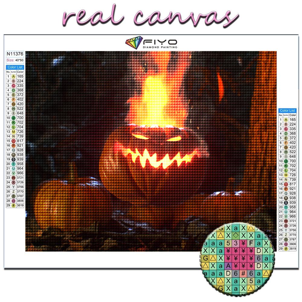 Алмазная картина Хэллоуин Страшная тыква Пейзаж Вышивка Крестом Горный хрусталь Домашний декор
