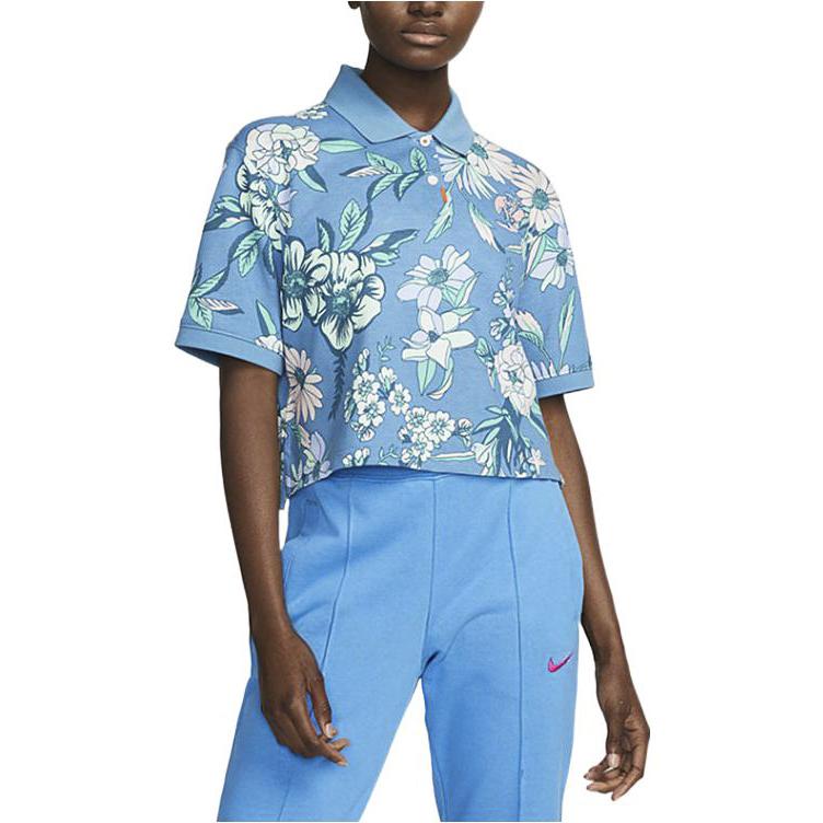 Nike Женские рубашки-поло Синий воротник-поло Умеренный прямой крой DH2479-469