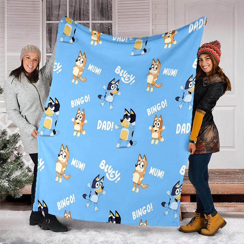 Bluey Theme Printed Blanket Perfect For Couch Bed Travel Outdoor Use Machine Washable Cozy Durable