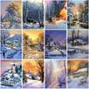 Снежный пейзаж «сделай сам», 5D алмазная живопись, полная круглая дрель, зимний пейзаж, алмазная вышивка, мозаика, стразы, домашний декор, подарок
