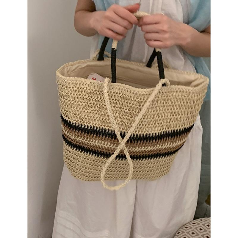 Летняя соломенная плетеная сумка большой вместимости женская новая пляжная плетеная сумка-тоут