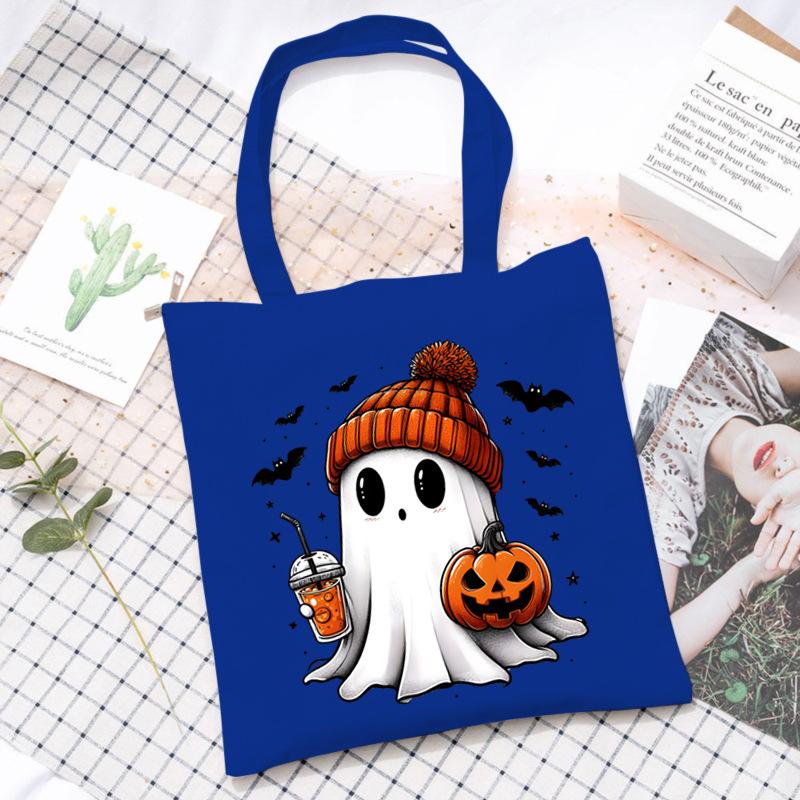Halloween Printed Shoulder Bag Female Large Capacity Student Canvas Bag Tutoring Shopping Bag