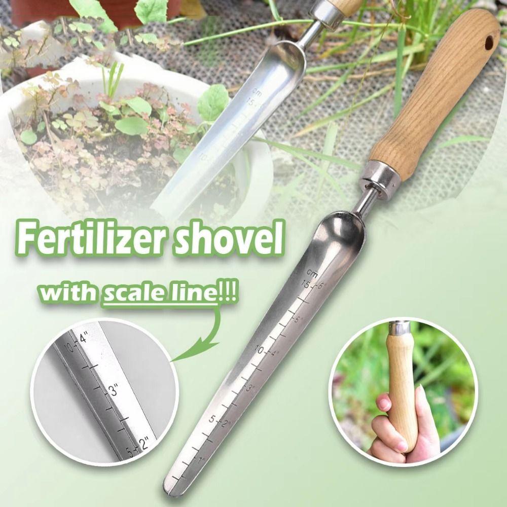 Stainless Steel Garden Shovel with Scale Anti Slip Handle Potting Soil Scoop  Garden Tools