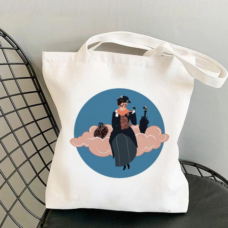 2021 Shopper Elegant Mary Poppins Kawaii Bag Harajuku Women Shopping Bag Canvas Shopper Bag Girl Tote Bag Shoulder Lady Bag
