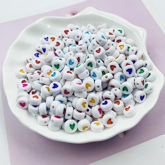 50 шт., 7 мм, белые бусины, разноцветные бусины в виде сердца любви, бусины для самостоятельного изготовления ювелирных изделий, принадлежности для рукоделия