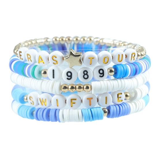 5 шт./компл. эластичный браслет с надписью «Singer Lover» из полимерной глины, браслет с бусинами, летний пляжный богемный многослойный браслет дружбы