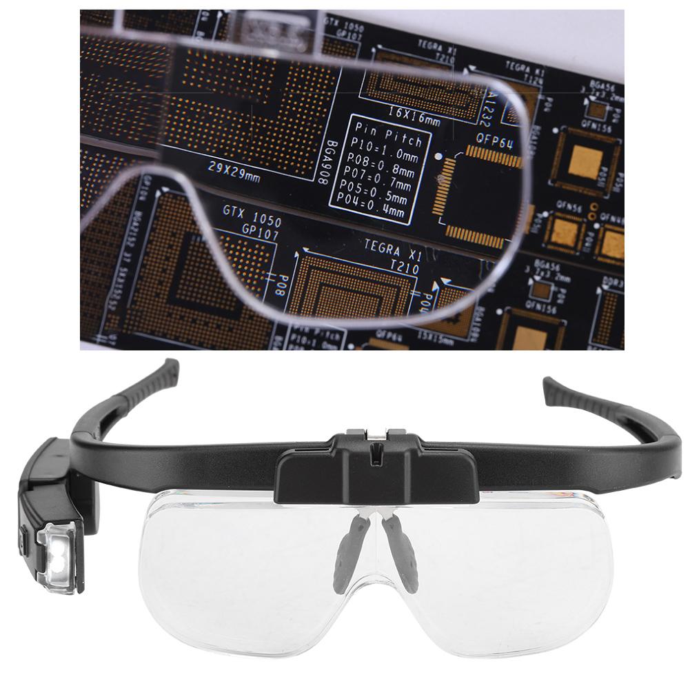 4.5x Налобная лупа Регулируемые светодиодные увеличительные очки для чтения книг и газет