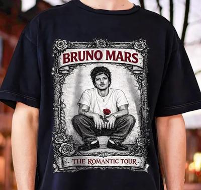 Футболка Bruno Mars Romantic Tour, Графическая футболка с изображением концерта, Для фаната поп-музыки, 100% хлопок, Мужские и женские футболки, Топ, Унисекс