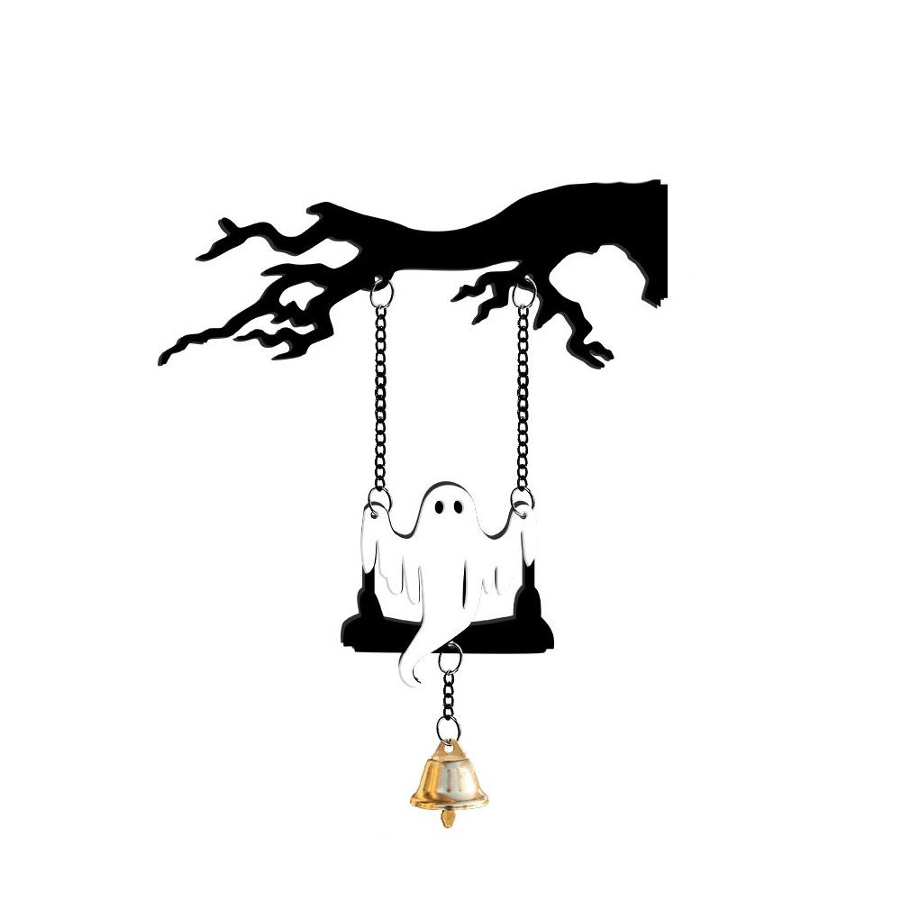 Acrylic Halloween Ghost Swinging Doorbell Sounding Bat Doorstep Bells Funny Bat Wind Chime Bar