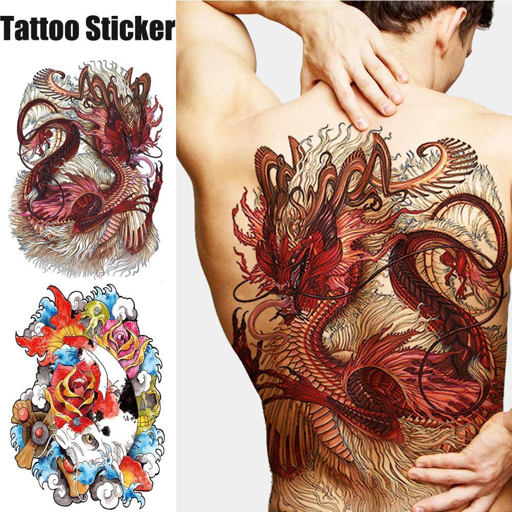 Wolf Large Tiger Dragon Full Back Tattoo Stickers Tattoo Sticker Waterproof Decal TemporaryTattoo