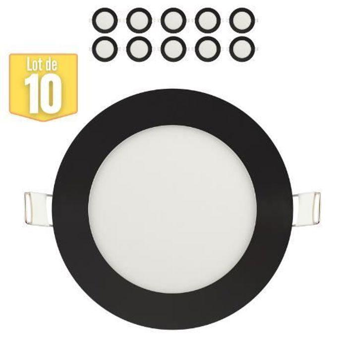 Lot de 10 Dalles LED 6W 2700K 270lm Noir IP20