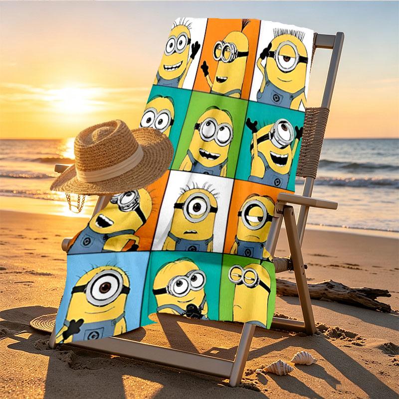 Minions Print Beach Towel Design, Soft, Lightweight. for Home Bathroom, Spa, Pool, Yoga, Surfing, Camping, Gift for Family, Friend