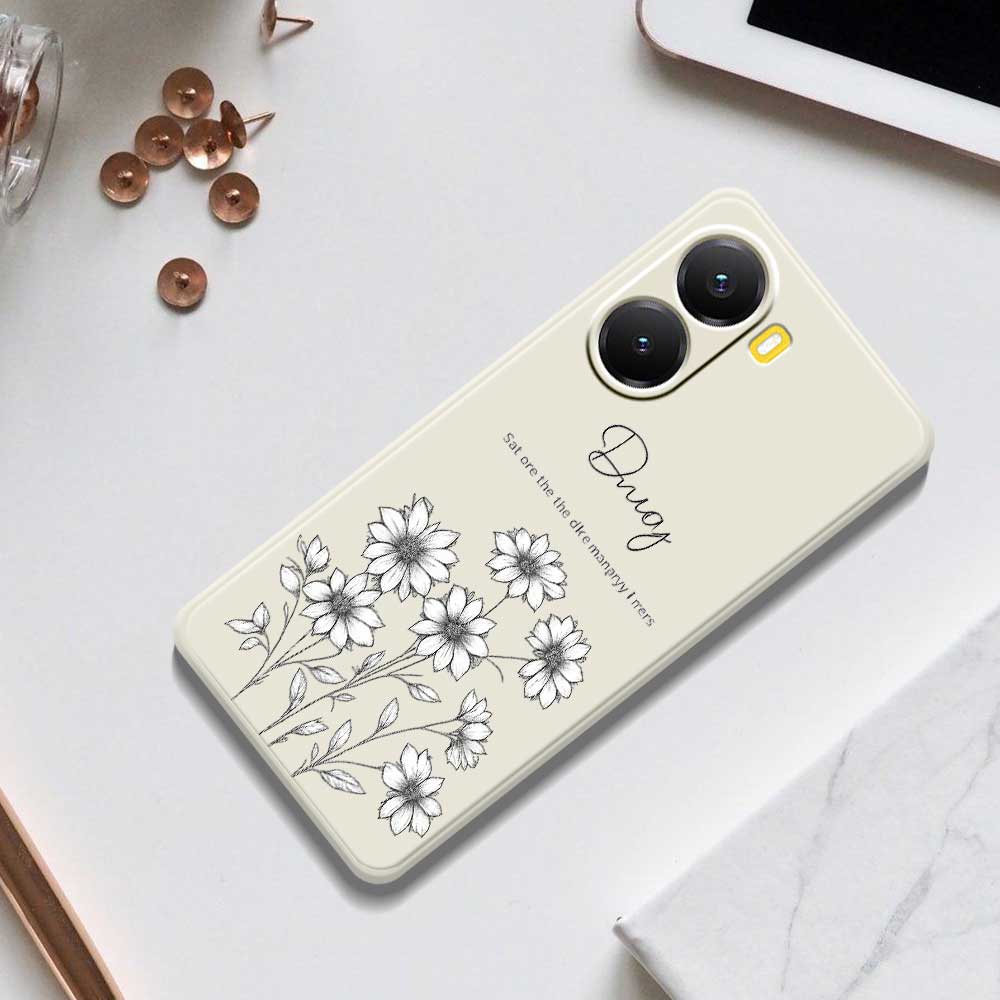 For Xiaomi Redmi Turbo 4 5G/Poco X7 Pro 5G Case Sketch Flowers Pattern Printing Straight Edge TPU Phone Back Cover