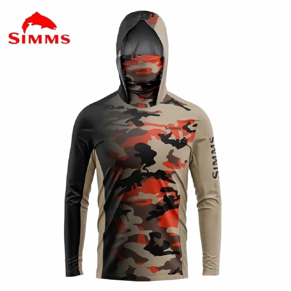 SIMMS Рыболовный костюм Для нахлыстовой ловли Худи для ловли на блесну Уличная одежда из ледяного шелка с защитой от солнца, с маской, быстросохнущая, дышащая, тонкая