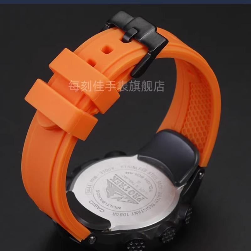 Для часов Casio PROTREK ремешок PRW-6100Y PRW-3000 PRW-3100 PRW-6000Y/YT/FC-1 Мужской силиконовый ремешок для часов Пряжка для часов из нержавеющей стали