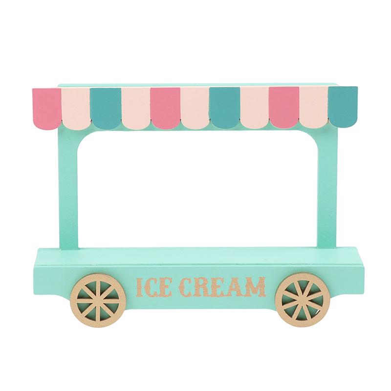 Dollhouse Miniature Wooden Ice Cream Van Little Decorative Miniature Scene Prop