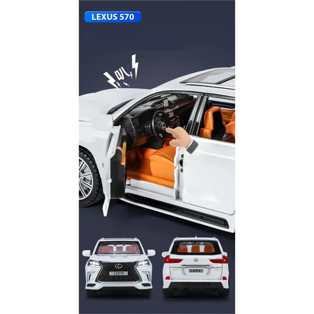 1/24 Lexus LX570 внедорожник литой металлический сплав модель автомобиля литые металлические внедорожники модель автомобиля звук свет симуляция детская игрушка подарок