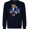 Polo Bear Embroidered Crew Neck Long Sleeve Sweater Men Sweater Blue 710934022-001
