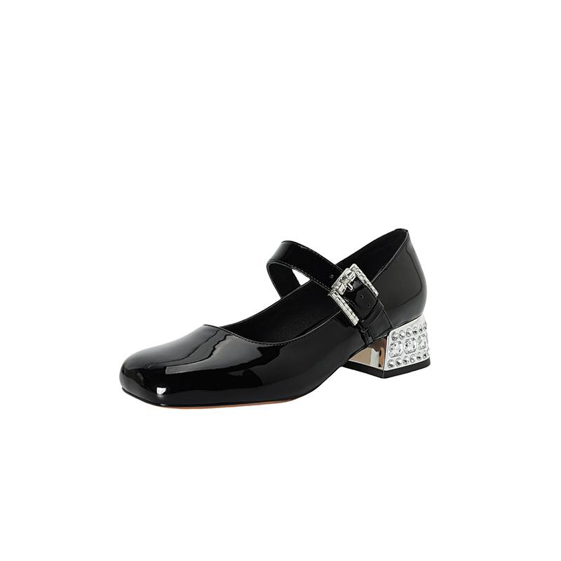 Krazing Pot Летние туфли из овчины размера 41 на среднем каблуке, Мэри Джейн с хрустальной пряжкой, квадратный носок, каблуки с бриллиантами, туфли-гладиаторы