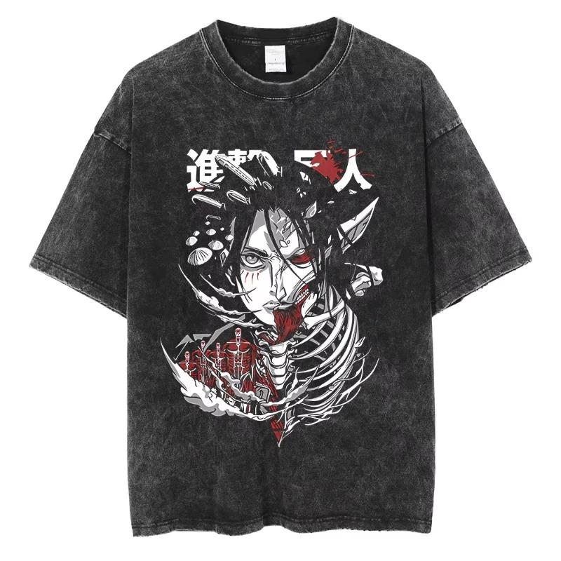 New Short Sleeved Round Neck Yk Tshirt Men New in Top Tees Mens Parentchild TShirt Anime Attack on Titan Eren Jaeger