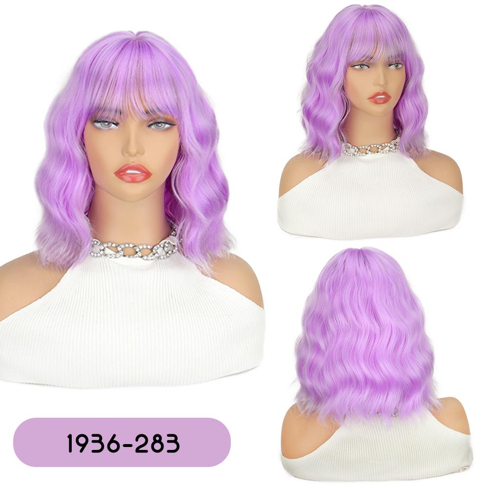 XINRAN Синтетический парик длиной до плеч с челкой, короткий волнистый кудрявый термостойкий парик из волокна для женщин, повседневное использование на вечеринках