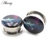 Alisouy 2PCS Stainless Steel The Milky Way Cloud Enamel Ear Tunnels Plugs Expander Stretcher Gauge Earring Piercing Body Jewelry