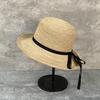 Japanese Literary And Artistic Bow Straw Hat Women'S Summer Sunshade Big Brim Raffia Hand-Woven Basin Hat