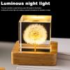 3D Crystal Ball Crystal Flower Night Light Dandelion Crystal Ball Night Lamp Birthday Gift Home Desktop Decoration with Base
