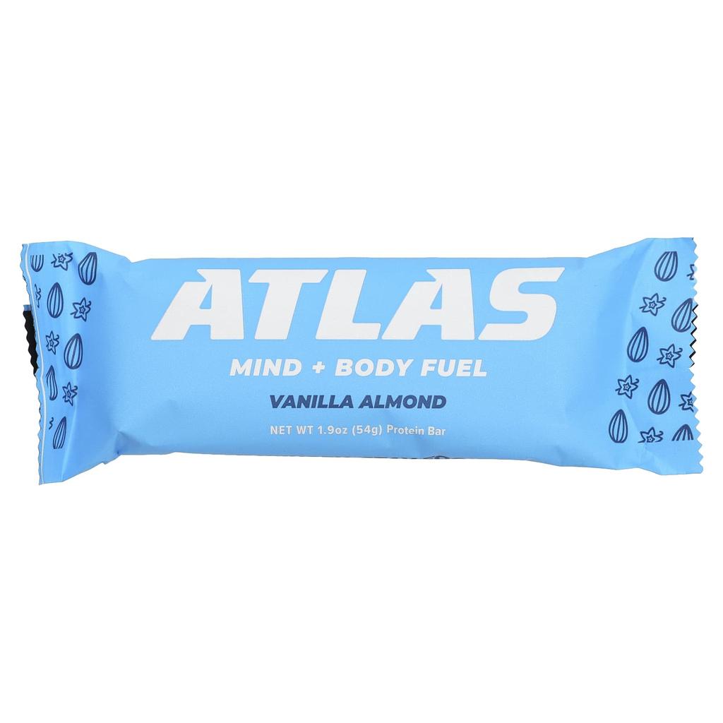 Atlas Bar Grass-fed Whey Protein Bar, Vanilla Almond, 12 Bars, 1.9 Oz (54 G) Each