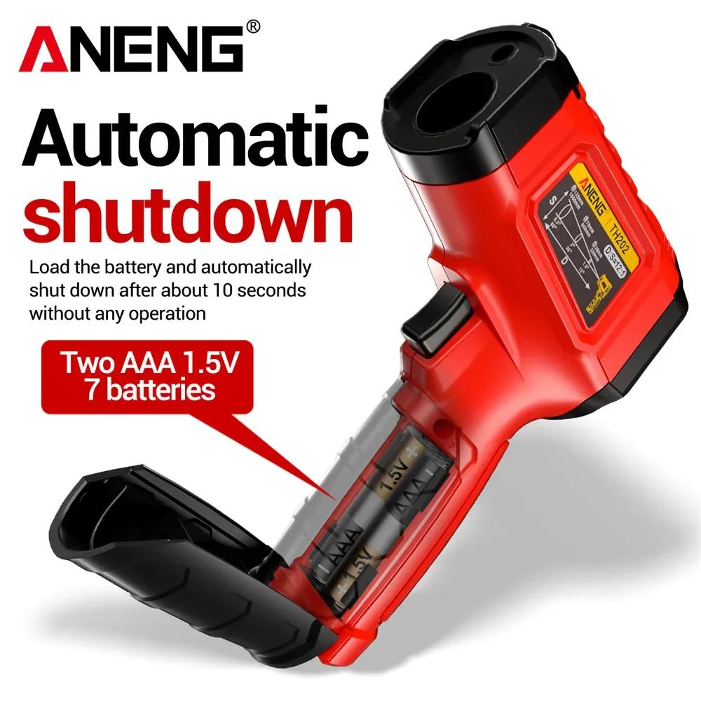 New Model ANENG TH202 Infrared Thermometer Non-contact -50℃~600℃ Digital Laser Temperature Meter LCD Display Portable Pyrometer Point Gun Tester Tools