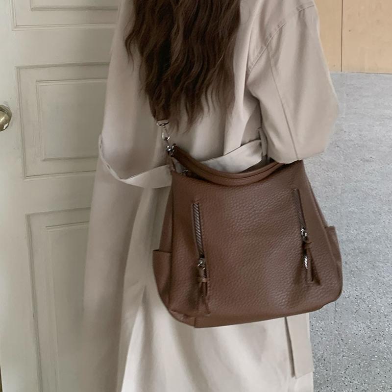 Yogodlns Большая вместительная сумка для женщин, новая мягкая сумка-ведро из искусственной кожи, универсальная сумка-тоут для повседневных поездок на работу, кошелек через плечо