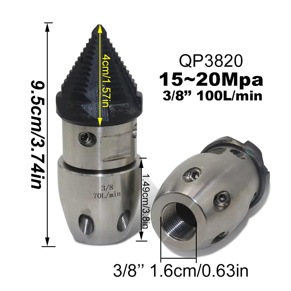 Rotating Nozzle 1/2 M22 3/8 High Pressure Rotating Nozzle Sewer High-Pressure Cleaning Water Gun Nozzle Sludge Cleaning Nozzle