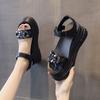 Thick-soled Soft-soled Sandals Female 2025 New Fashion Outer Wear Fairy Two-layer Cowhide Roman Sandals Korean Version Horse Buckle