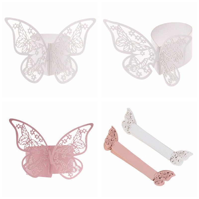 50 шт., кольцо для салфеток с бабочкой, держатель для бумаги, настольная вечеринка, свадебные сувениры, банкет