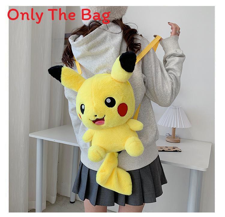 Pikachu Plush Animal Bag For Kids Street Style Soft Material With Zipper Closure For Casual Use