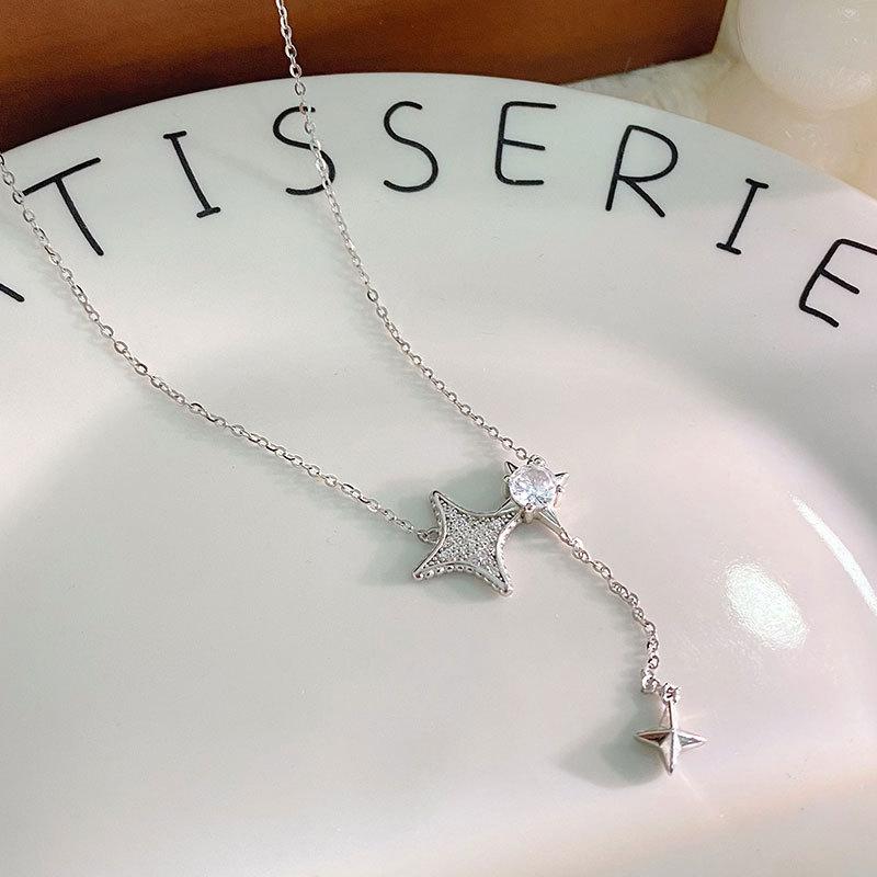 Ожерелье с кисточками в виде четырехконечной звезды, модное, изысканное, легкая роскошь, элитное, осенне-зимняя атмосфера, цепочка для свитера