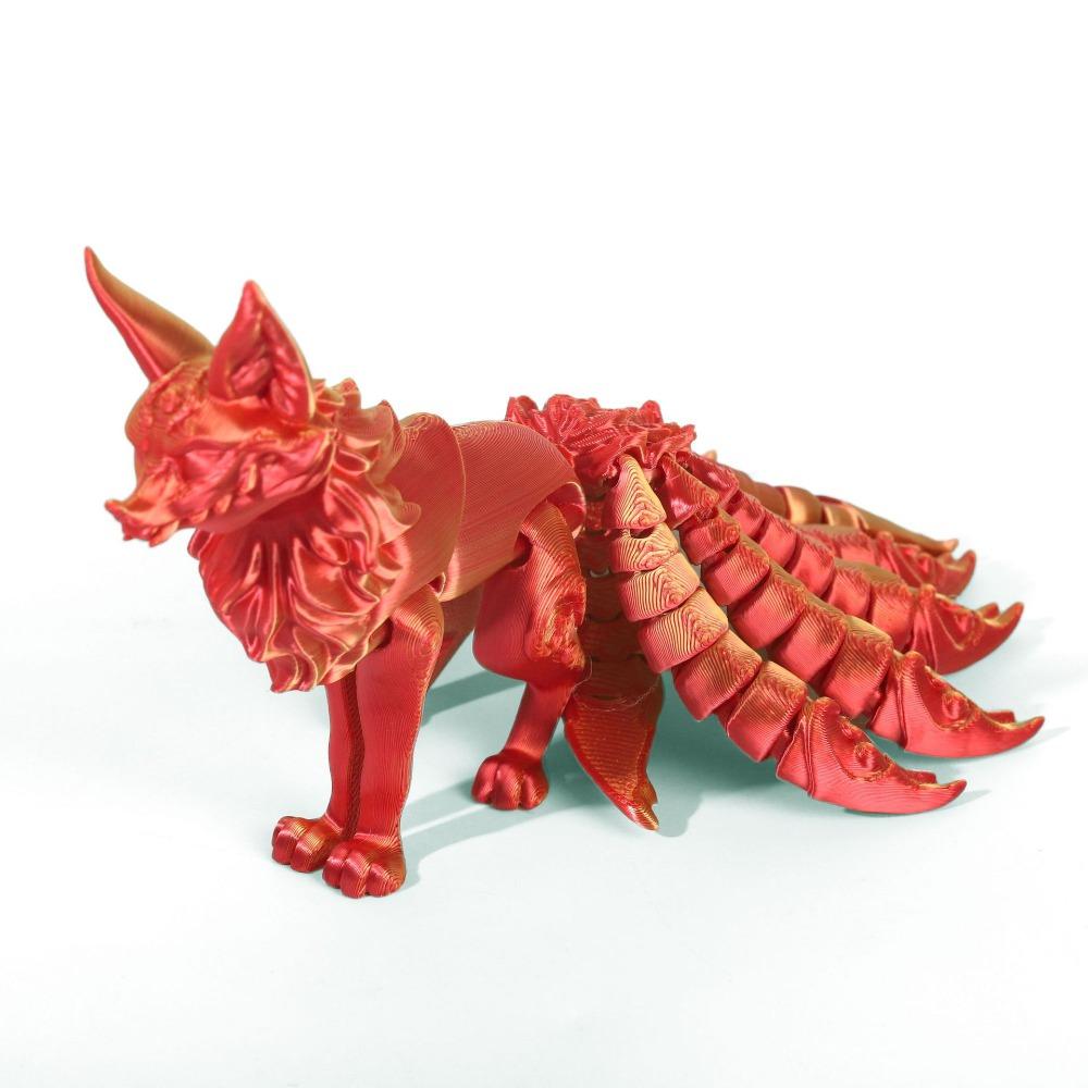 PLA 3D-печатная модель лисы, многосуставная, подвижная фигурка лисы, разноцветная, шарнирная фигурка животного, настольное украшение