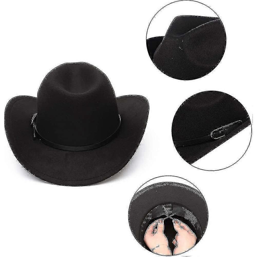 Unisex Cowboy Hat, Western Hat For Men Cowboy Felt Hat Adjustable Outdoor Hat
